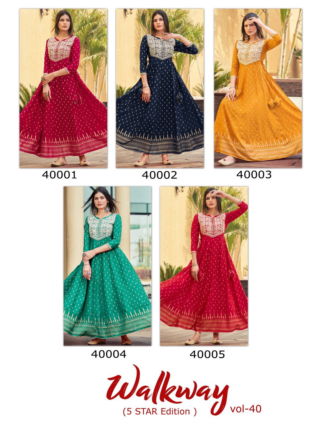 Walkway 40 By Blue Hills Printed Anarkali Kurti Catalog
